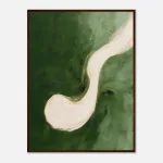 Olive Flow Framed Poster with Dark wood frame