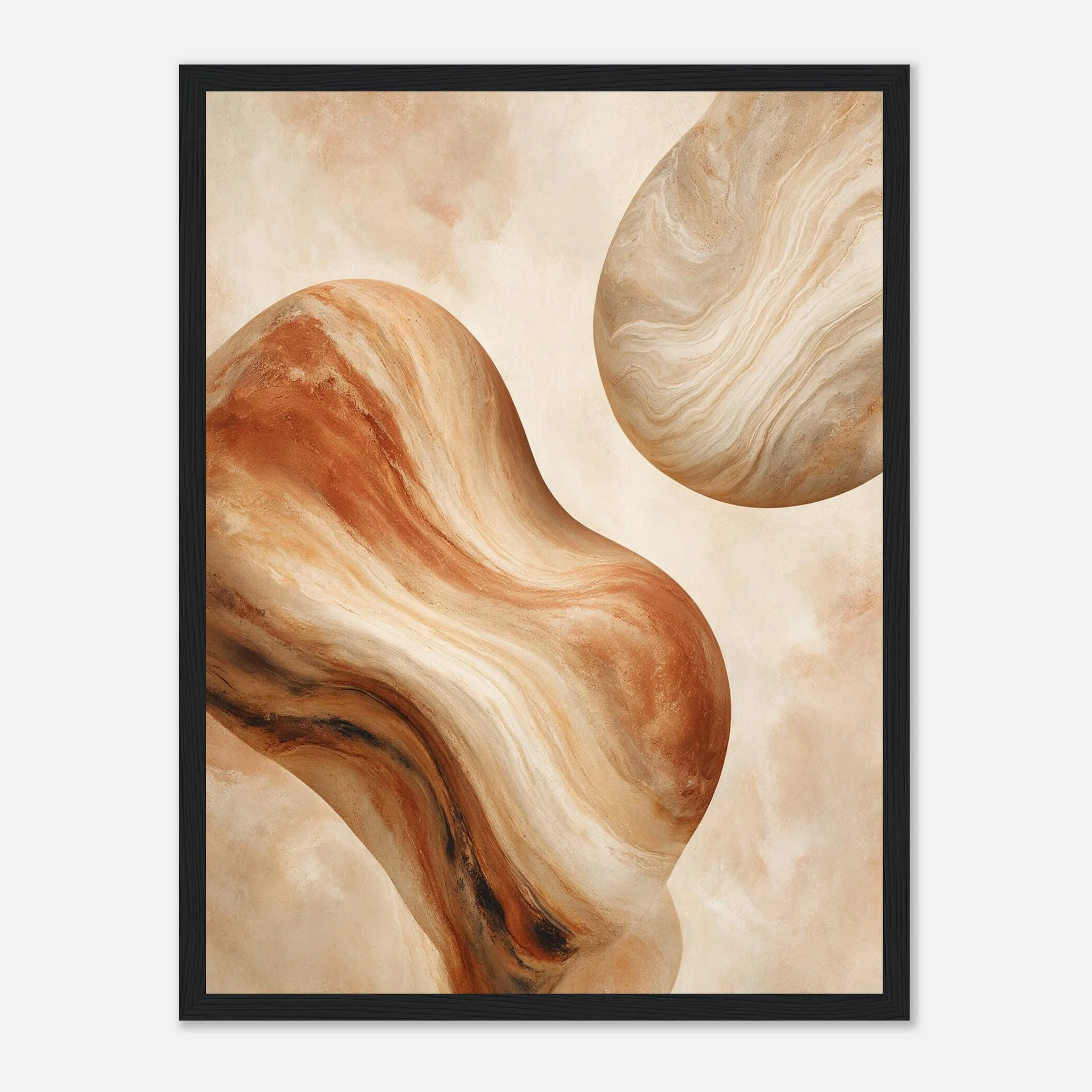 Terracotta Current Framed Poster with Black frame