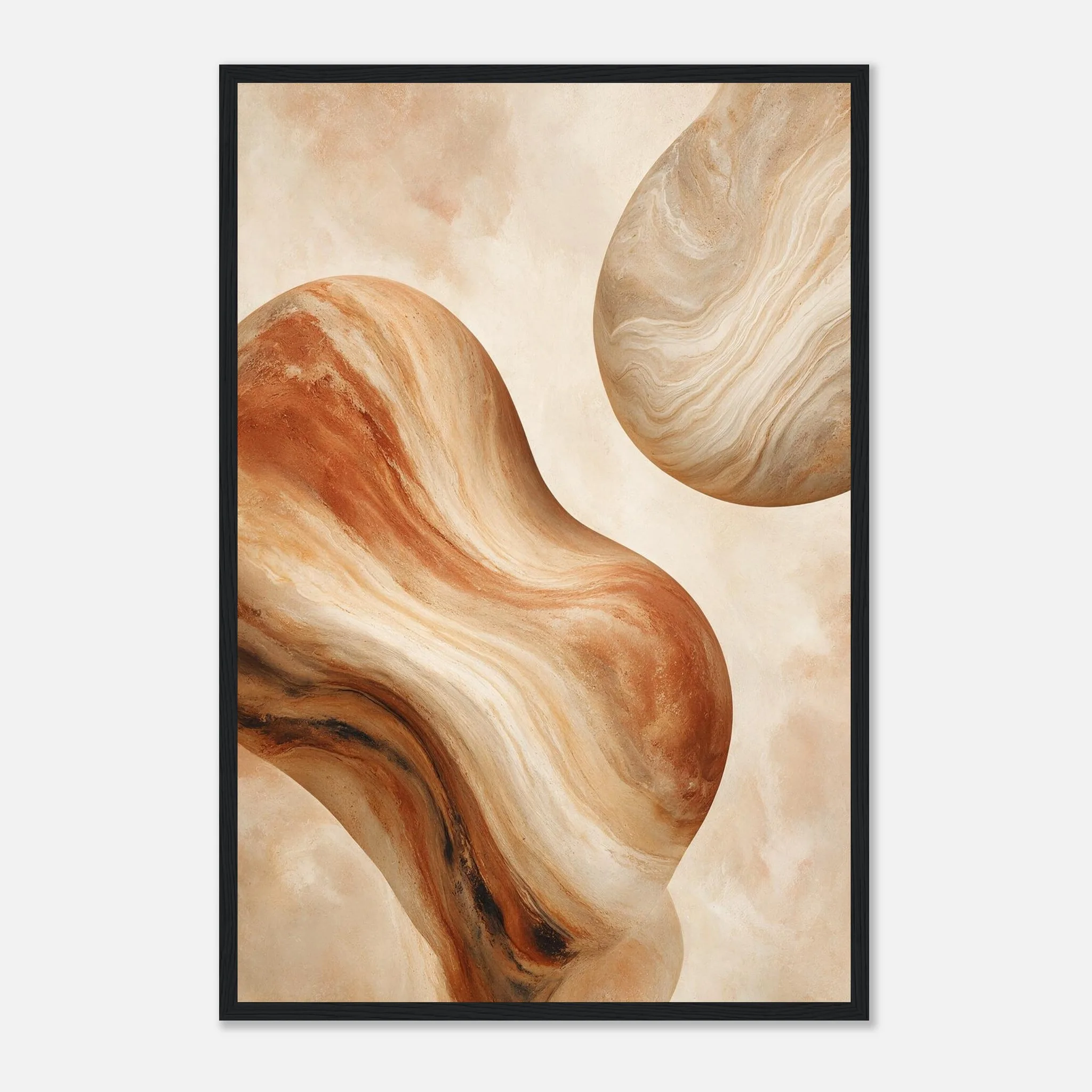 Terracotta Current Framed Poster with Black frame