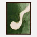 Olive Flow Framed Poster with Dark wood frame