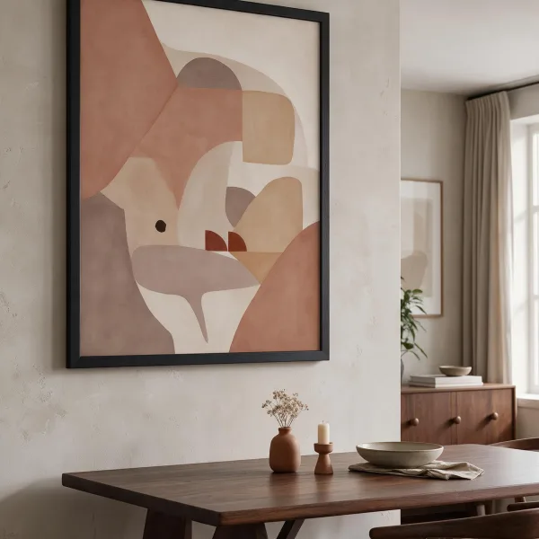 Earth Geometry framed wall art - black frame lifestyle view