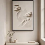 Mineral Ivory framed wall art - black frame lifestyle view