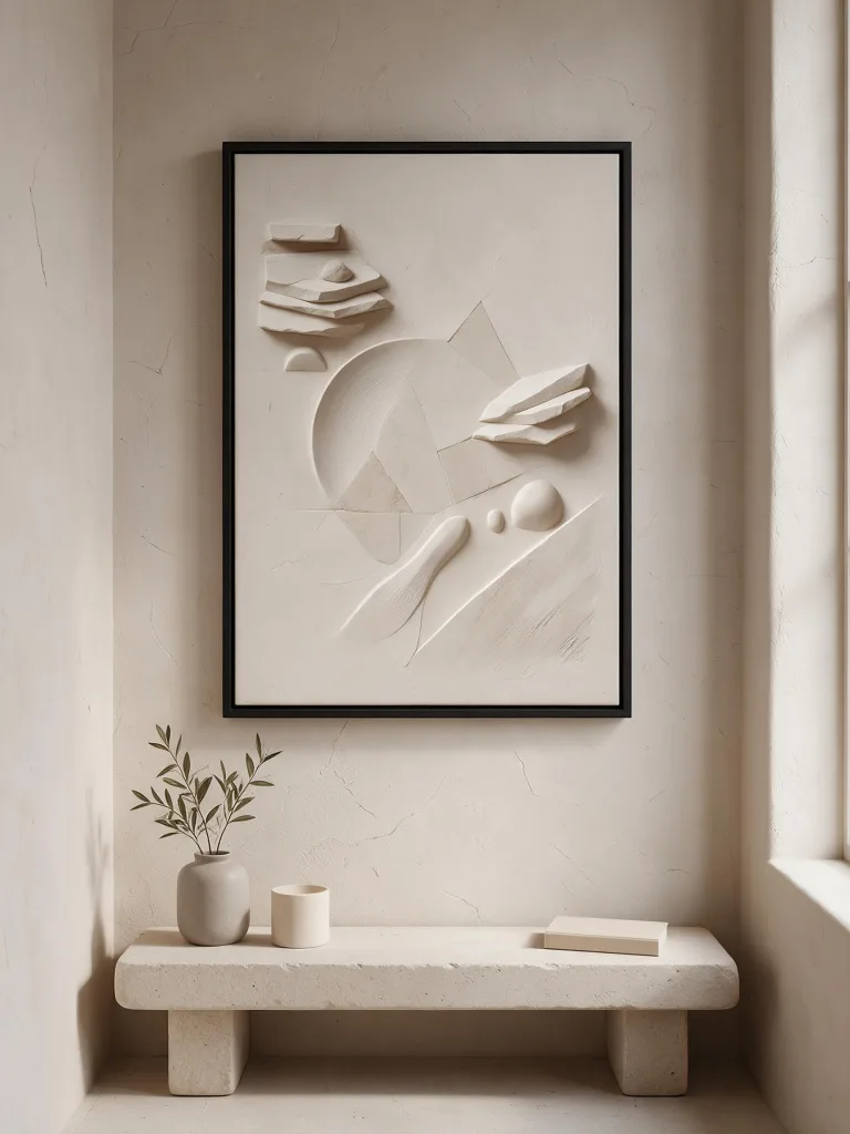 Mineral Ivory framed wall art - black frame lifestyle view