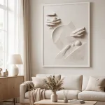 Mineral Ivory framed wall art - white frame lifestyle view