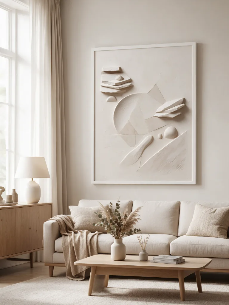 Mineral Ivory framed wall art - white frame lifestyle view