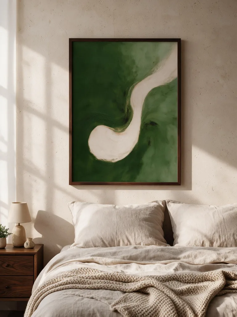 Olive Flow framed wall art - white frame lifestyle view