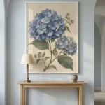 Hydrangea framed wall art - black frame lifestyle view