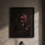Burgundy Nocturne framed wall art - black frame lifestyle view