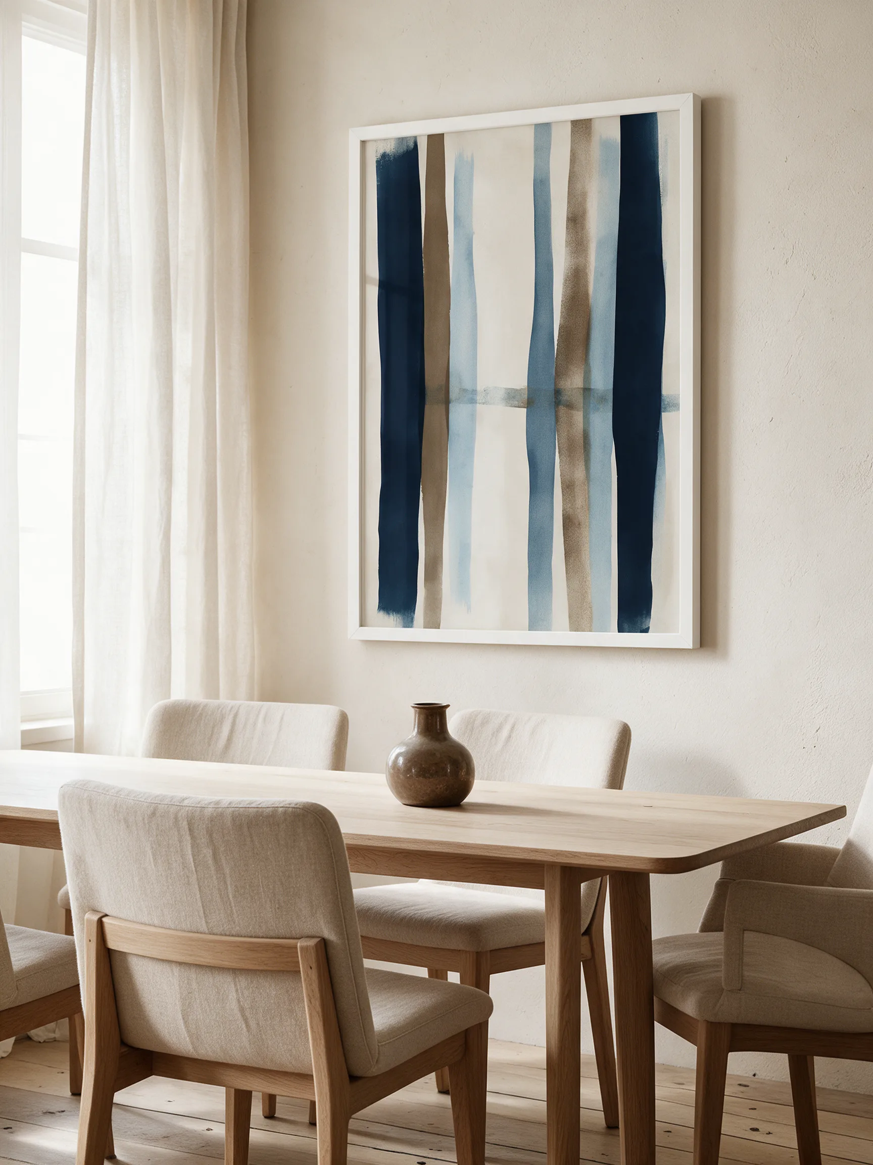 Blue Earth Rhythm framed wall art - white frame lifestyle view