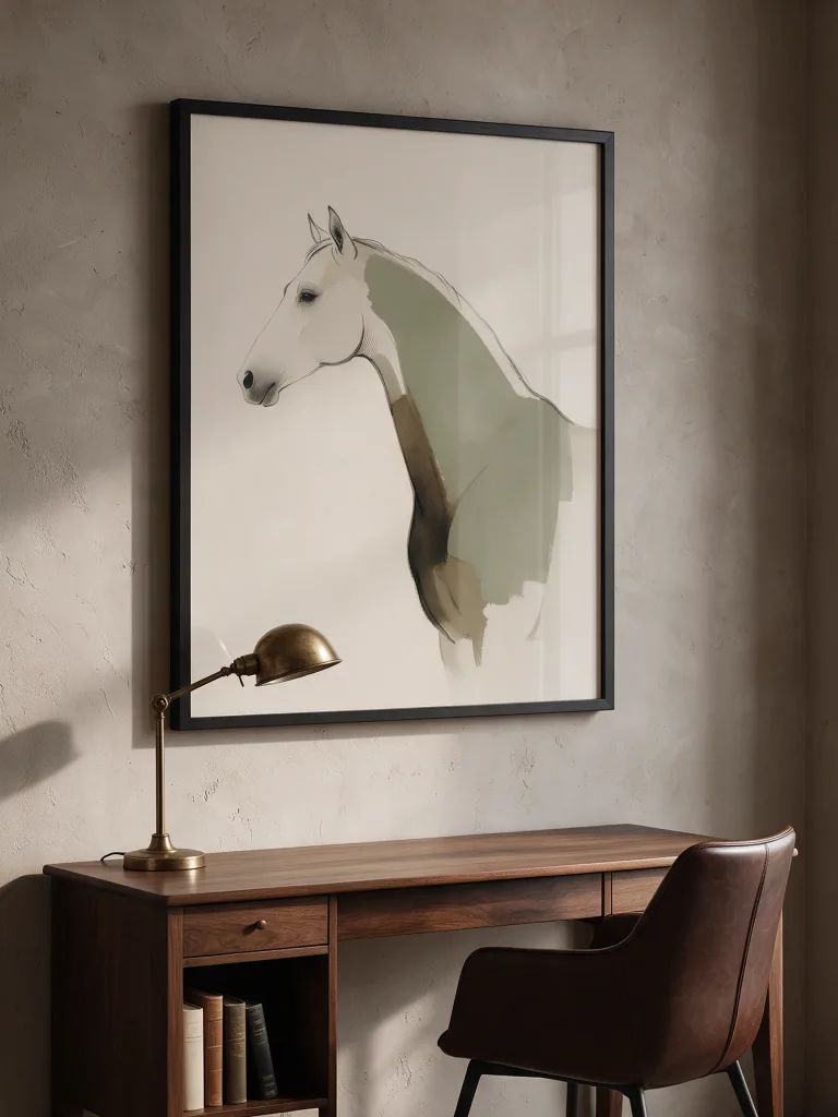 Quiet Equus framed wall art - black frame lifestyle view