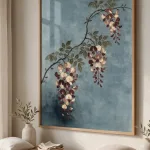 Wisteria Dusk framed wall art - black frame lifestyle view